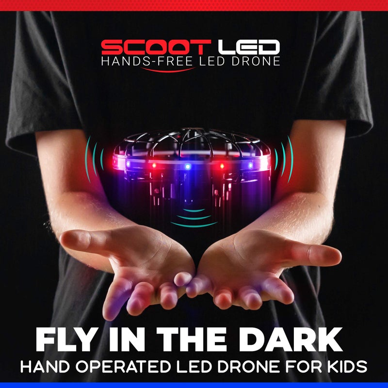 Force1 Scoot LED Hand Operated Drone for Kids or Adults - Hands Free Motion Sensor Mini Drones, Easy Indoor Flying Orb Ball Small UFO Toy for Boys and Girls (Red/Blue) - Image 2